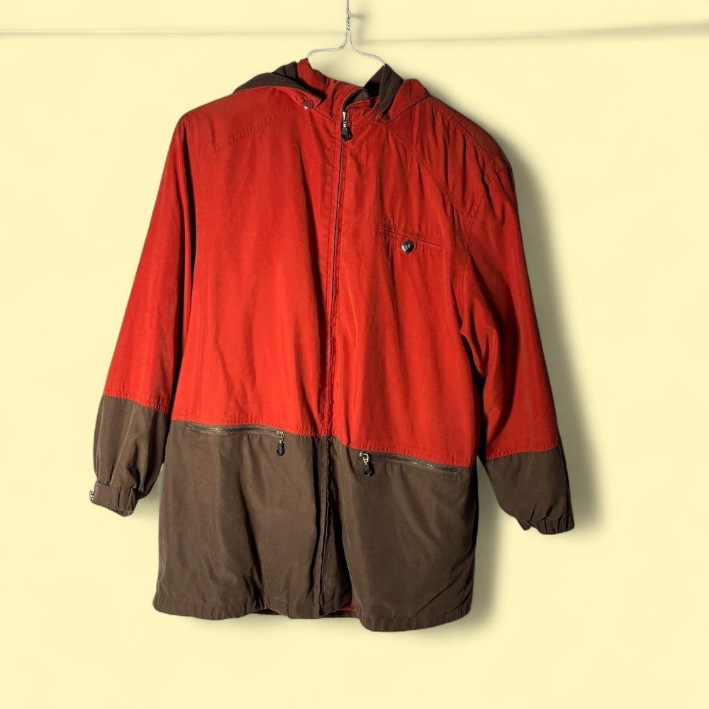 Vintage Fleet Street Parka Jacket Mens Medium Orange Brown Excellent Colorblock